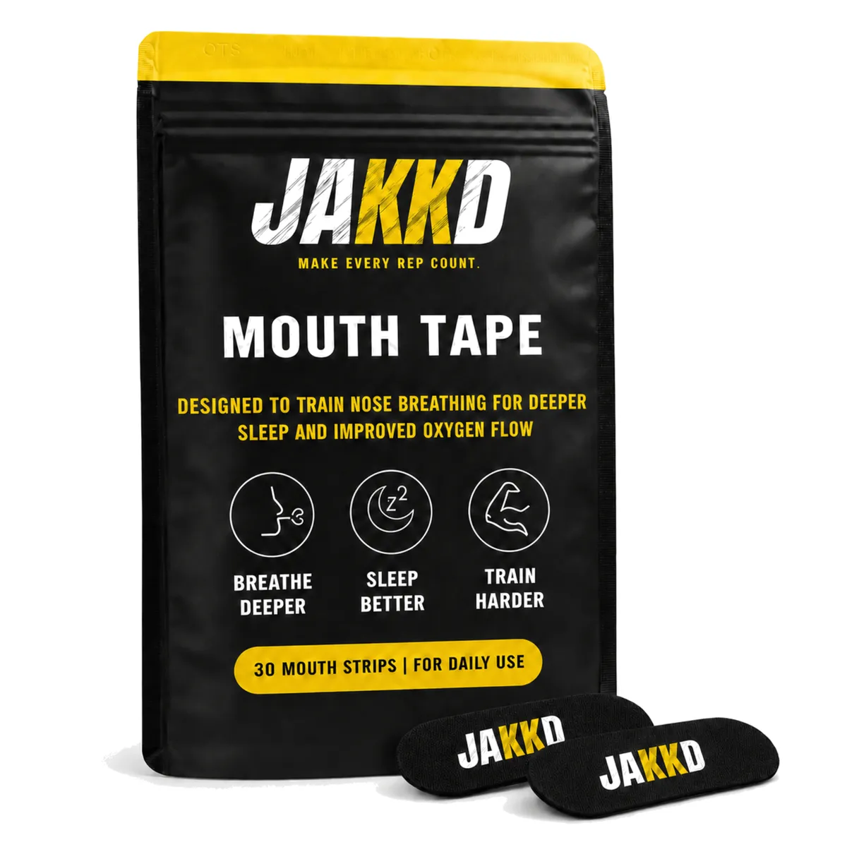 JAKKD Mouth Tape, Gentle Sleep Mouth Strips, Black, 30 Pack