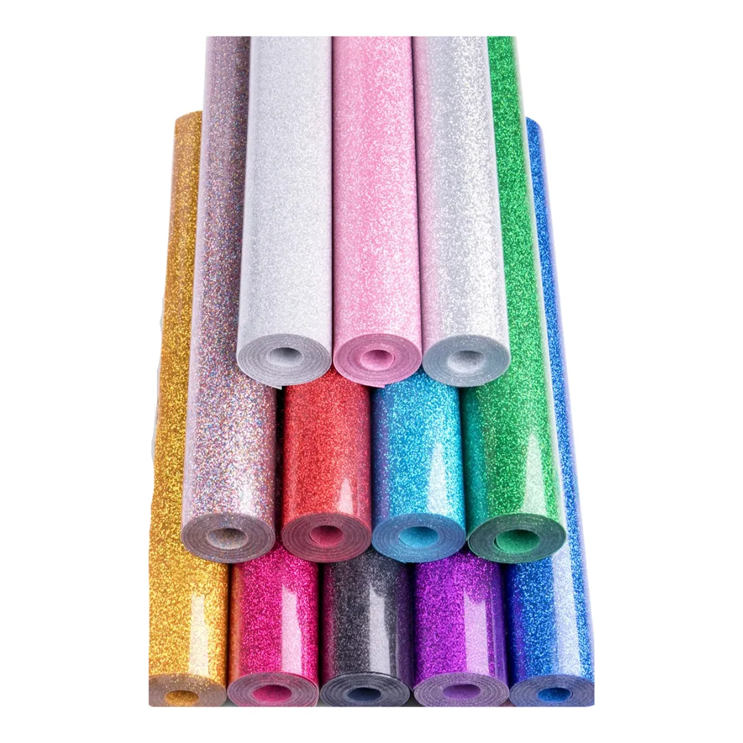 PU T-Shirt Transfer Vinyl - 12 Pack Glitter Rolls (25cm x 1m each roll)