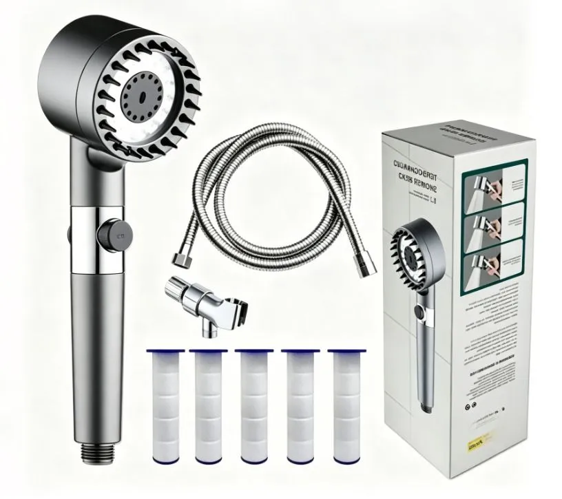 High Pressure Filtered Handheld Shower Head with Pause Switch