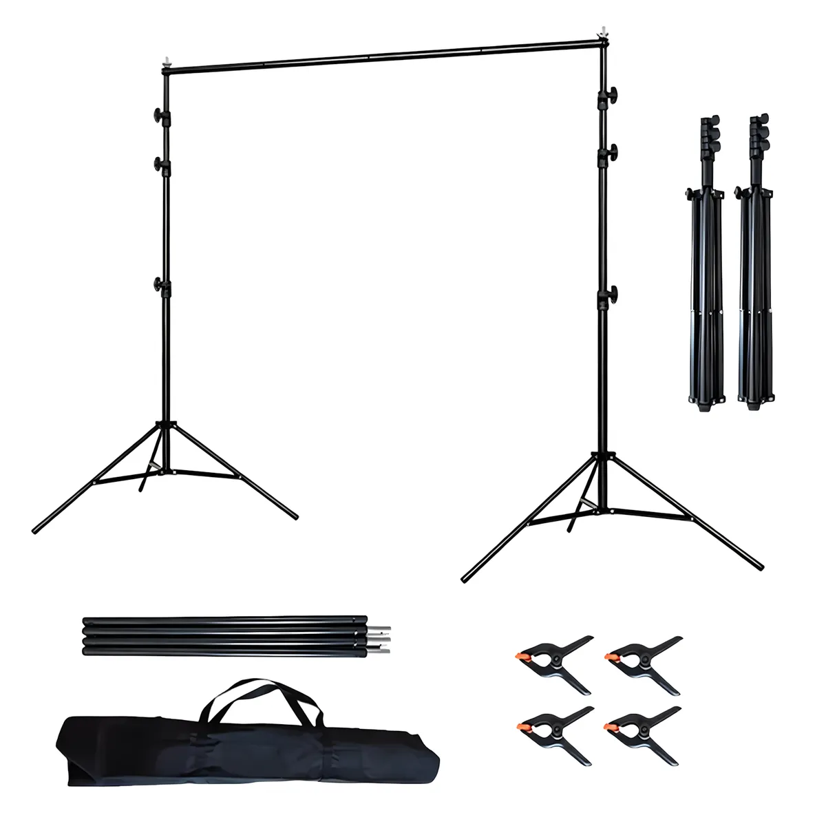 Adjustable Photography Backdrop Stand Kit With Carrying Bag 4 Clamps Photo