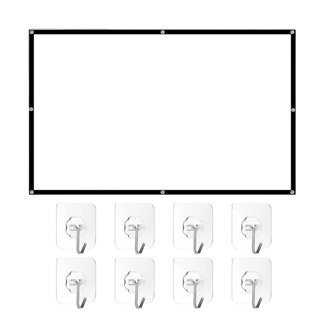 100 Inch Projector Screen 16:9 Portable Foldable Anti-Crease with Hooks