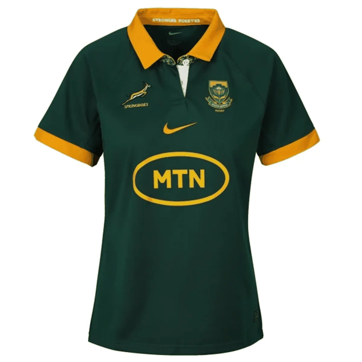 Nike Women's Springbok Stadium Short Sleeve Home Jersey - Green/Gold - XS