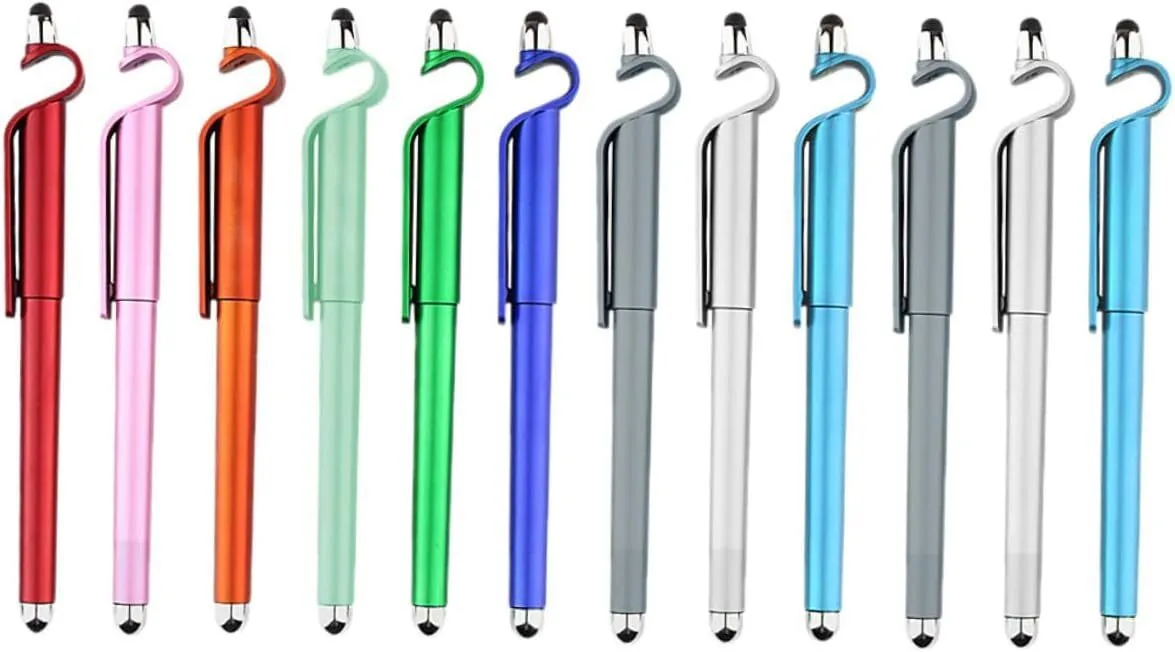 1Set Touch Screen Sign Pens Random Color Cellphone Stand Stylus Pens