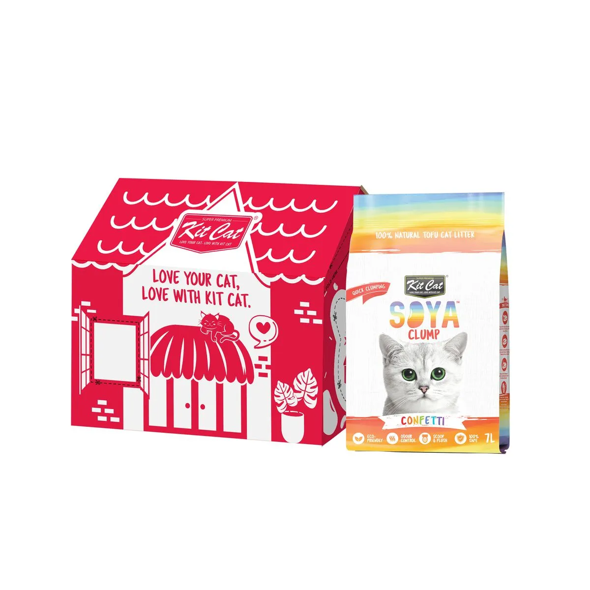 Kit Cat Soya Clump Cat Litter - Soya Clump Confetti Bulk Unit (6 x 7L)