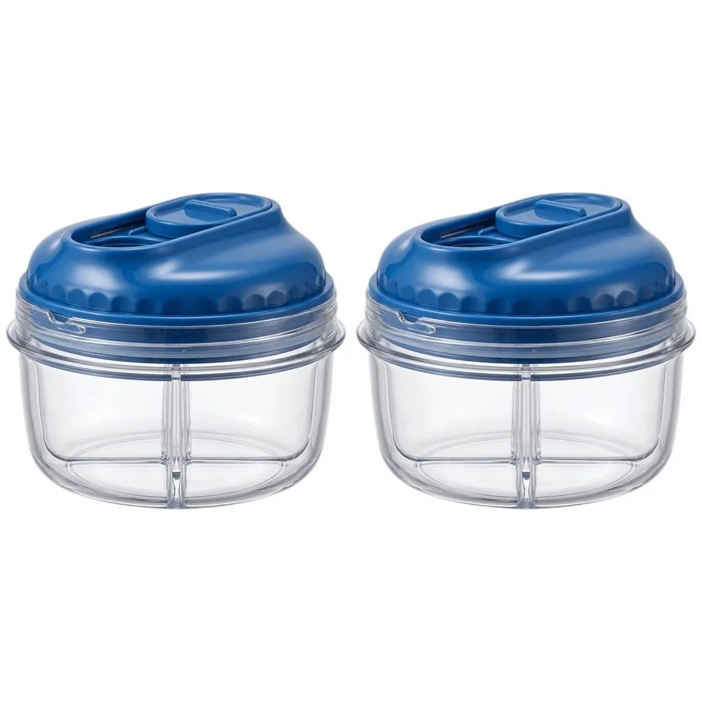 2 Pack - Mini Rotary Pill Organiser For Everyday Use - Blue