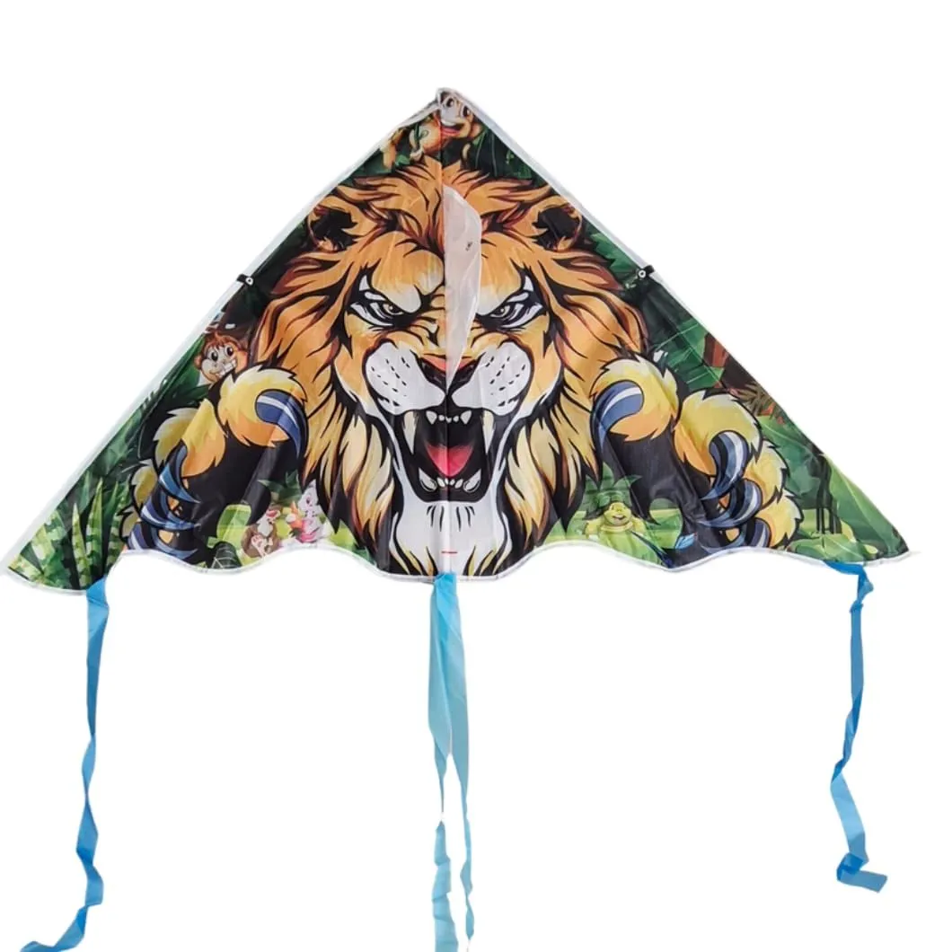 Large Lion Kite - Easy to Fly Outdoor Kite with Long Tails & String Handle