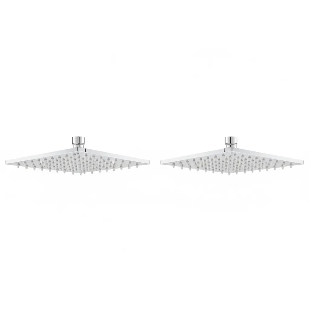 Stainless Steel Square Shower Head 200mm for Modern Bathrooms - 2 Pack