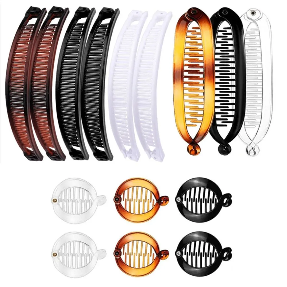15 Pieces Classic Banana Hair Clips Interlocking Ponytail Holders for Women