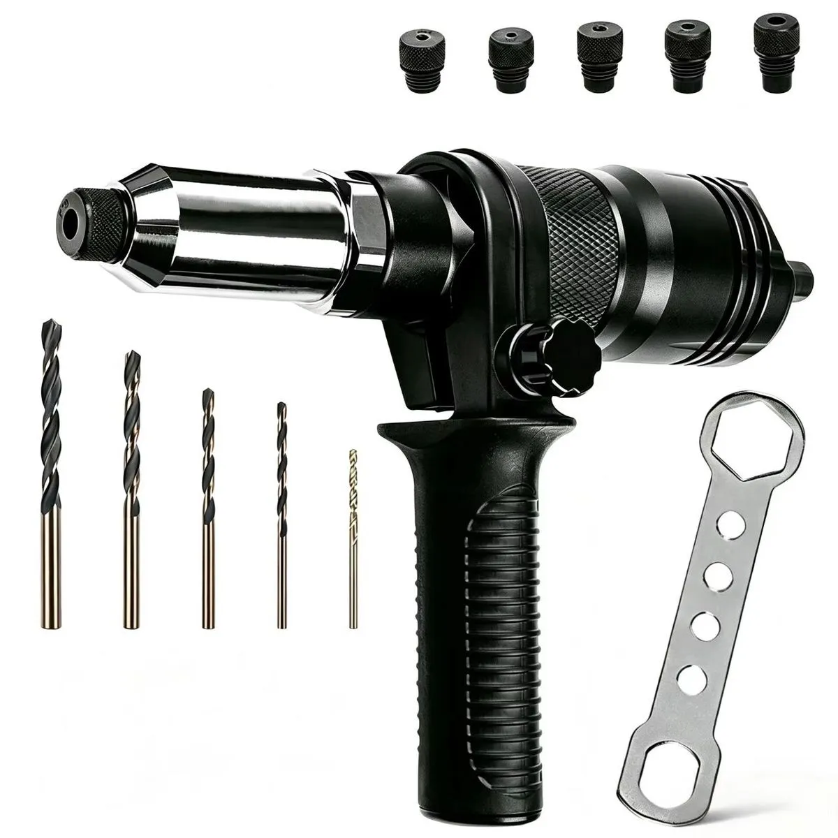 Rivet Gun Adapter KitDrill Rivet Adapter Kit with 5 Heads & Drill Bits