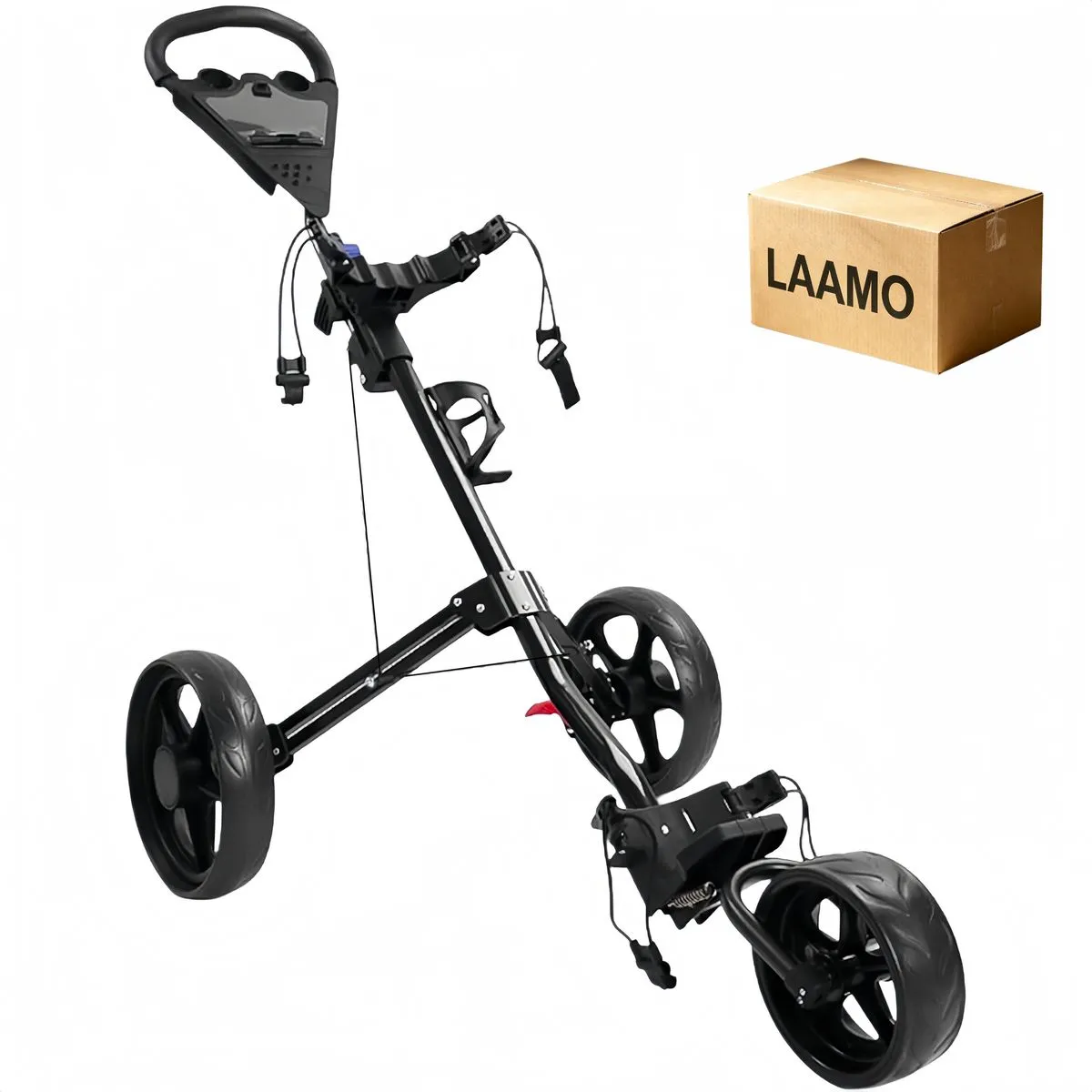 3 Wheels Golf Push Cart With Extra Large Wheel & Scorecard Holder