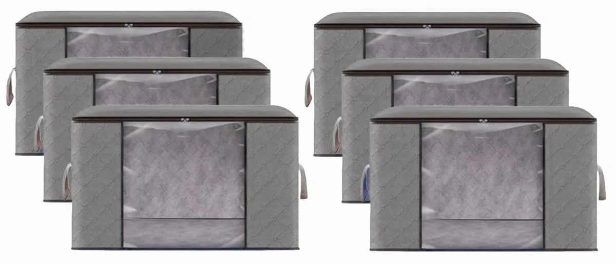 6 Pack 90L Large Bedding Storage Bags for Quilts and Clothes