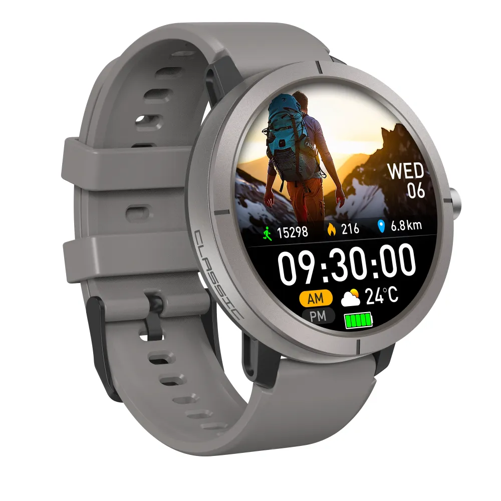 GPS Sport Watch - 1.32", Multi-Satellite GPS, 5ATM Waterproof,170+ Modes - Argent