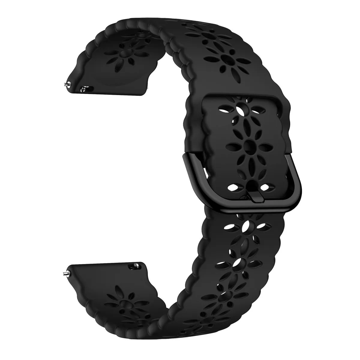 Blossom Silicone Strap Compatible With Garmin Vivoactive 5 - Black