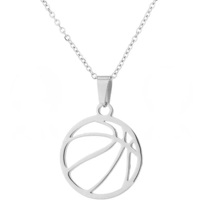 Men's Smooth Hollow Basketball Pendant Necklace