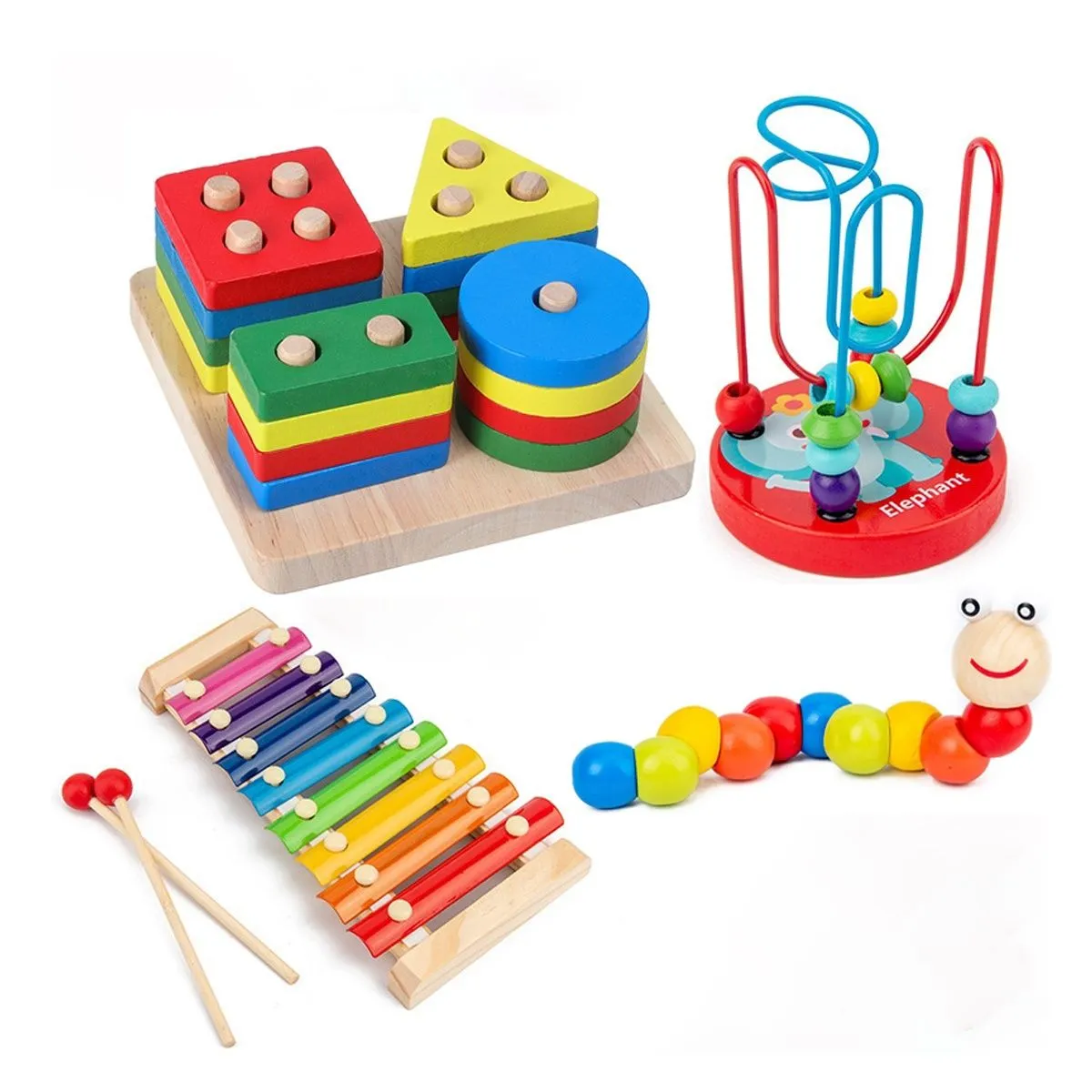 Wooden Percussion Instrument Toy Toddler Musical Instruments - 4 Piece