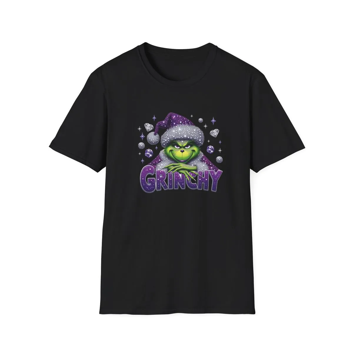 Purple Glittery Grinch Unisex T-shirt