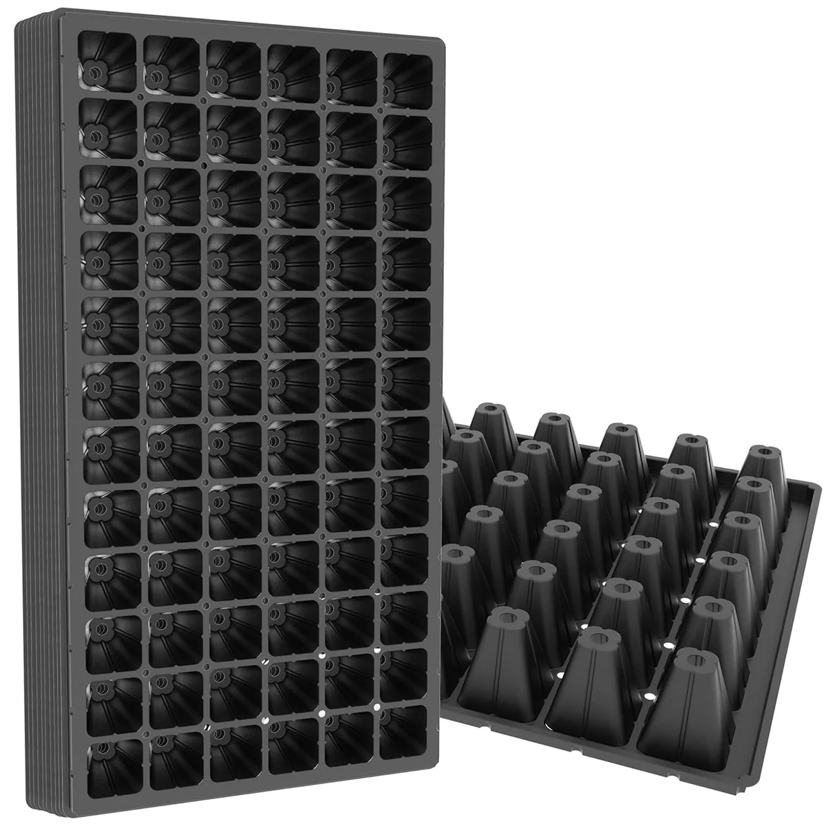 Deep 72 Cell Seed Trays Durable Plastic for Plant Germination - 40 Pack