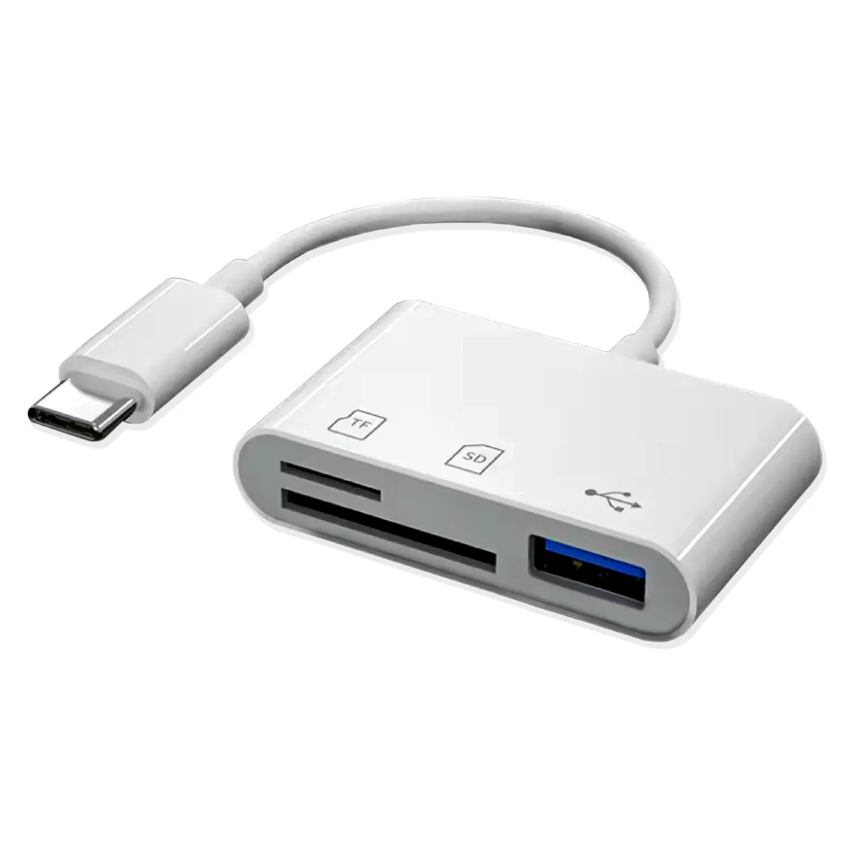 Card Reader, USB Type C Mobile Card Reader for SD MicroSD, White