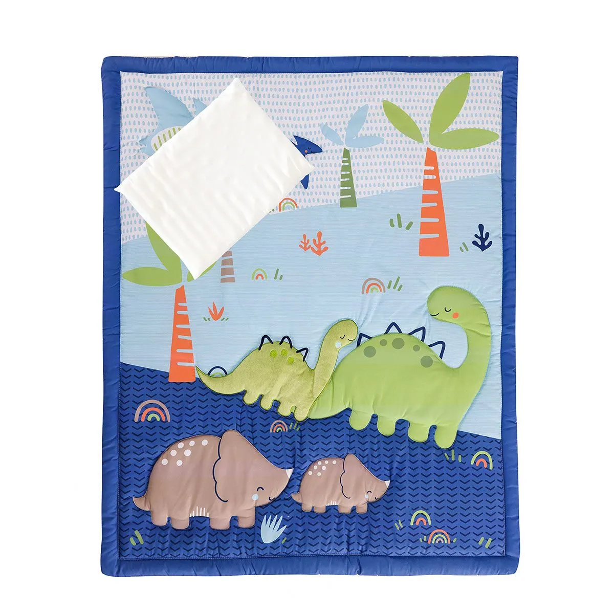 Snuggletime - 3 Piece - Baby Nursery Quilt Set - Green Dinosaur