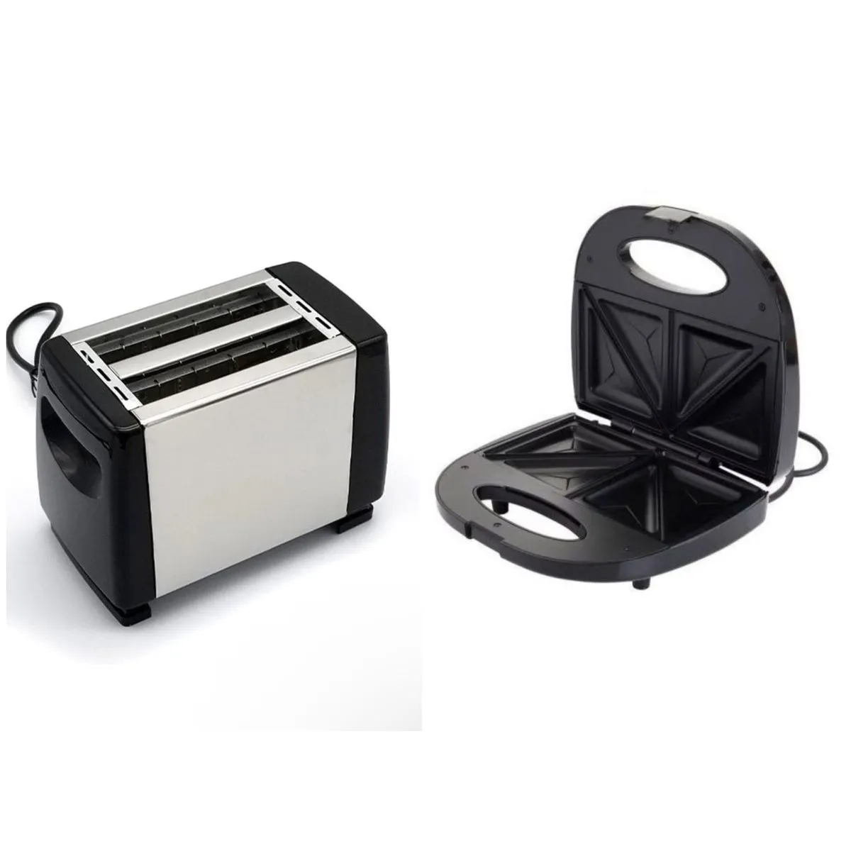 2-in-1 Breakfast Set Toaster & Sandwich Maker Kitchen Combo Bundle