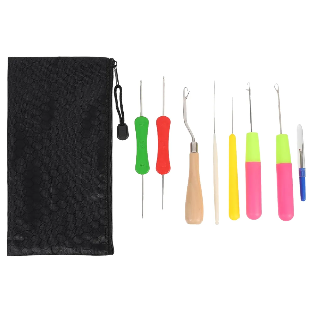 8-Piece Dreadlock Crochet Hook Set for Wig & Braid Making, with Storage Bag
