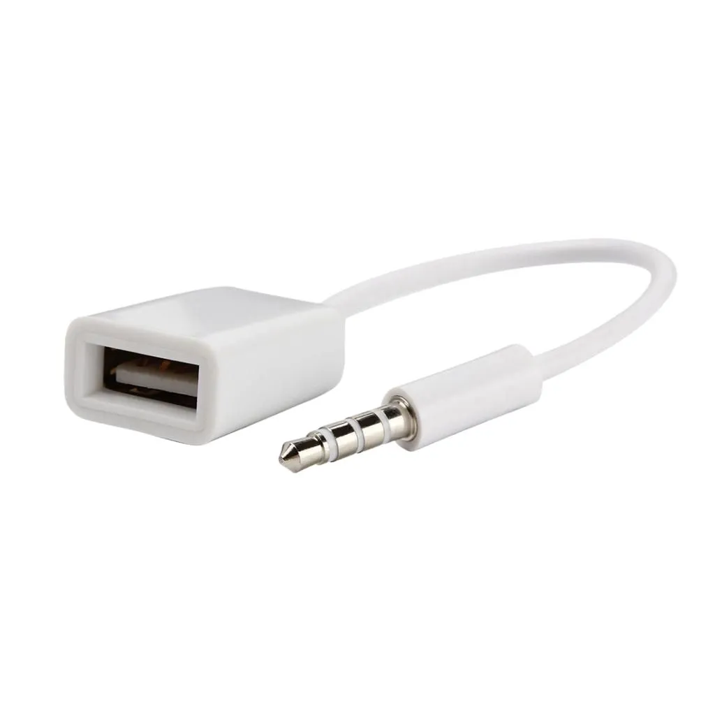 3.5mm Male AUX Audio Plug Jack to USB 2.0 Female Converter Cable for Car