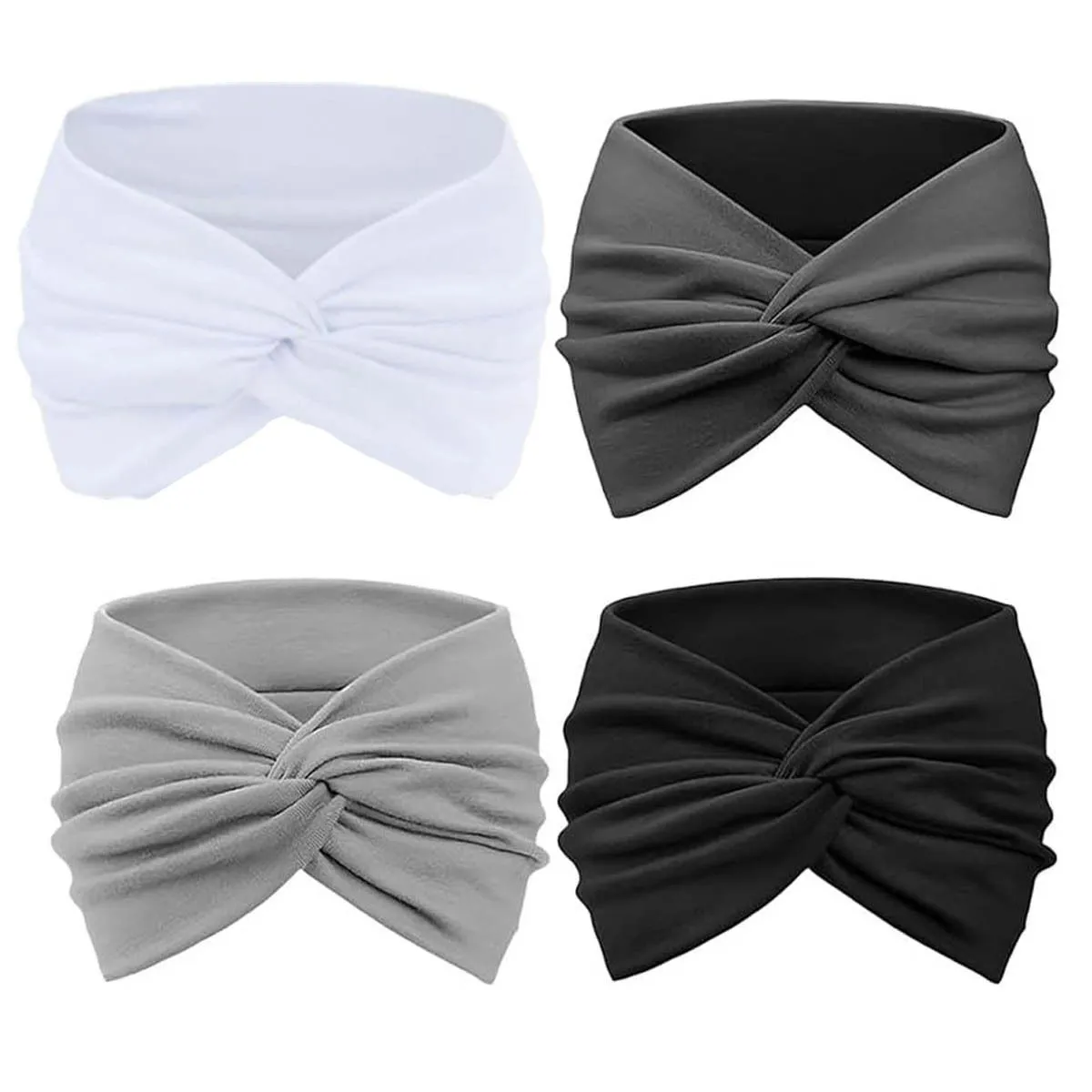 4 Pack Women's Hair Band, Wide Elastic Headband Yoga Sports Hair Accessory