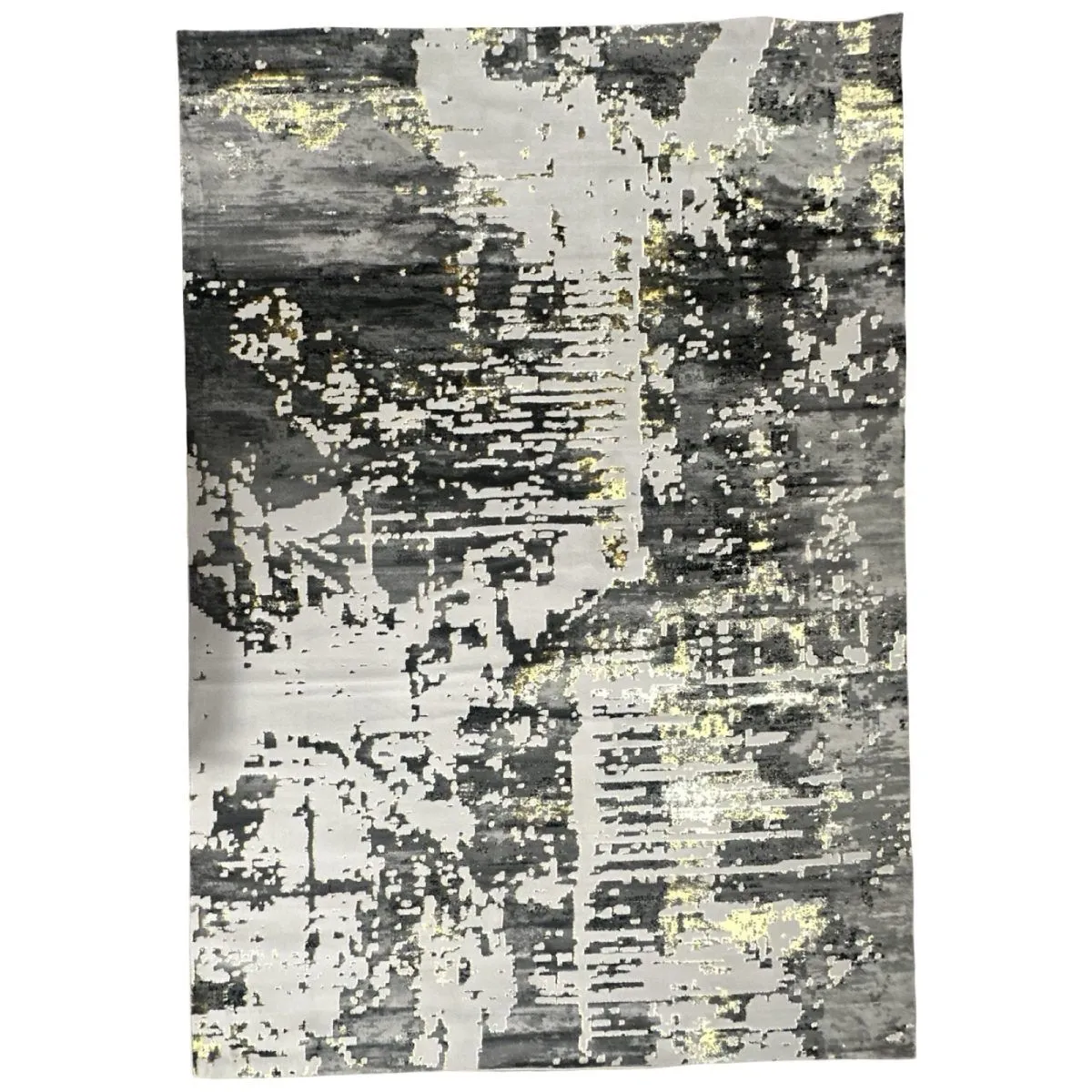 Machine-Made Abstract Artistic Style Turkish Grey/Gold Large Area Carpet