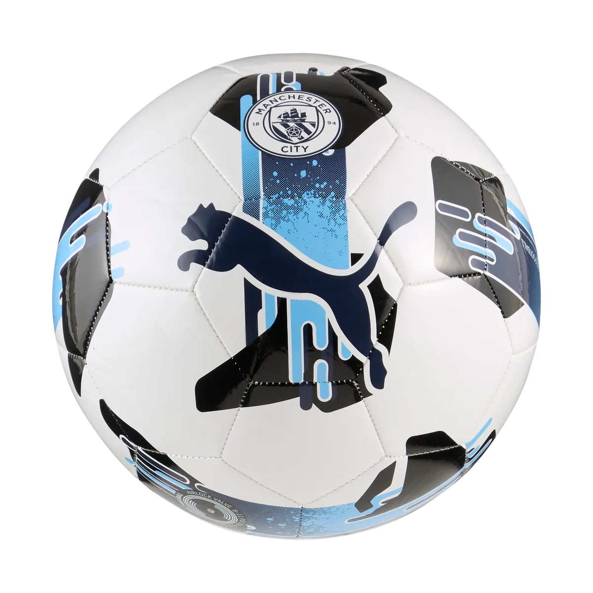 Puma MCFC Orbita 6 MS Soccer Ball - White/Navy - Size 5