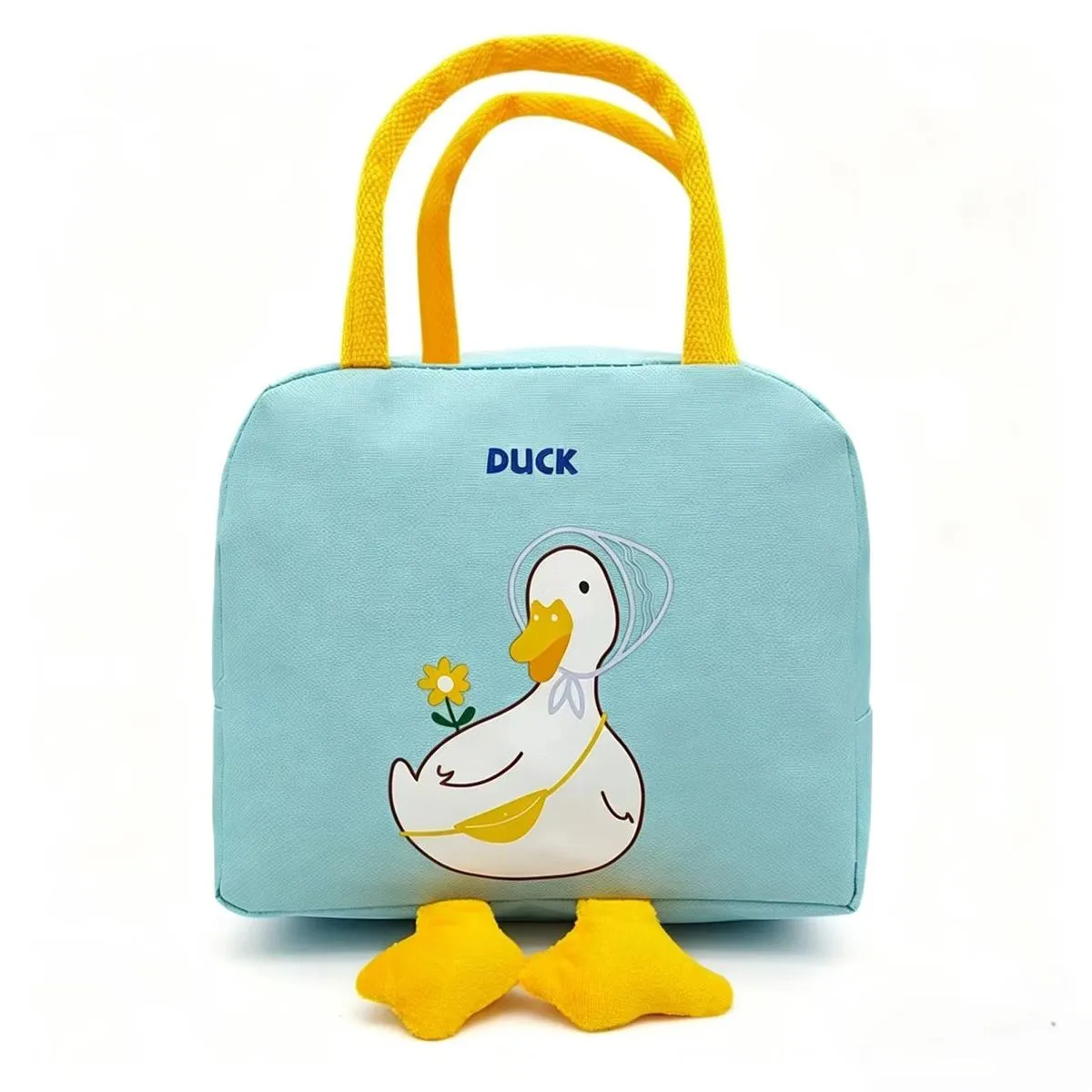 Cute Duck Lunch Bag, Insulated Reusable Tote for Kids and Adults - Blue
