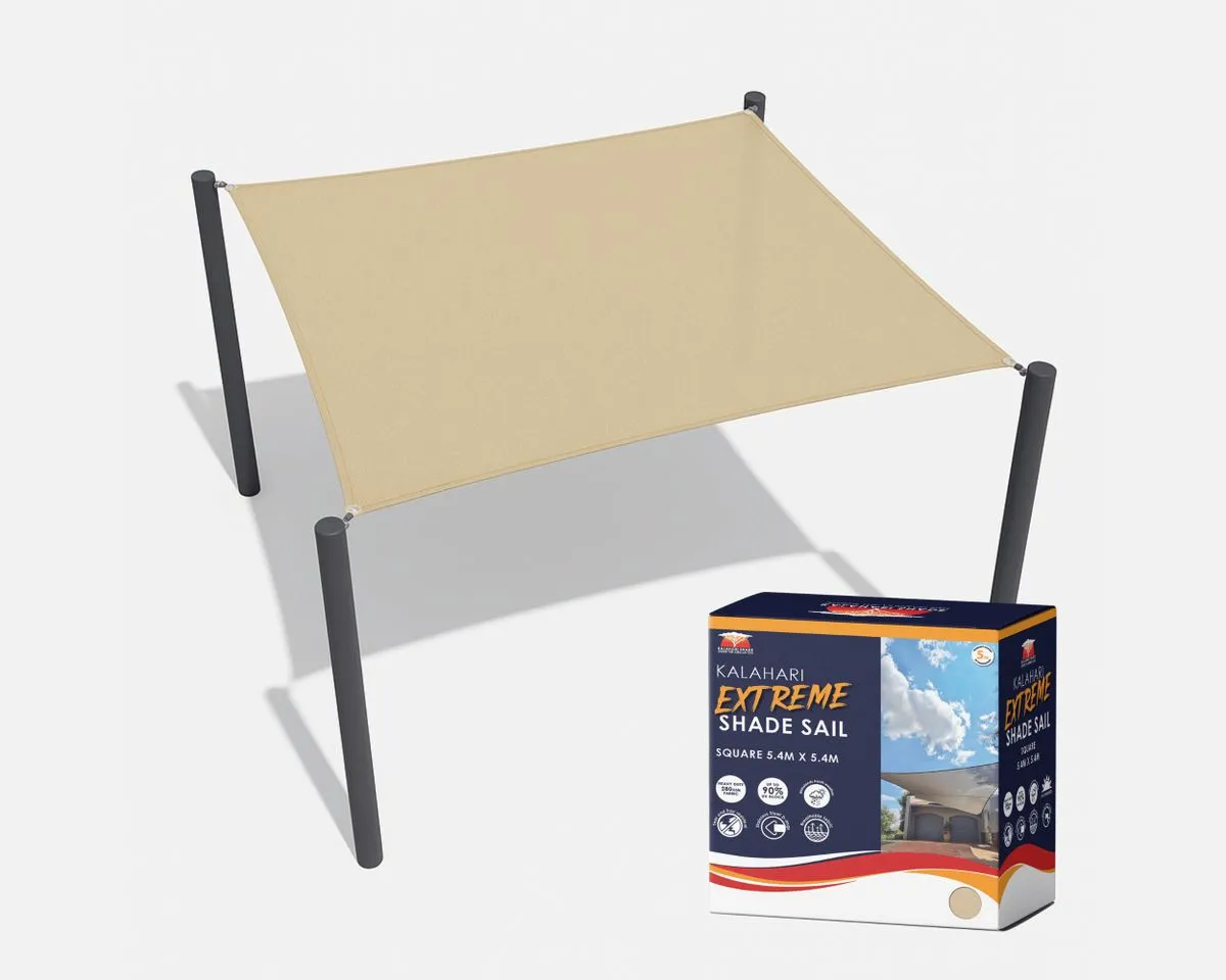 Kalahari Extreme Square Shade Sail 5.4×5.4m - Sand