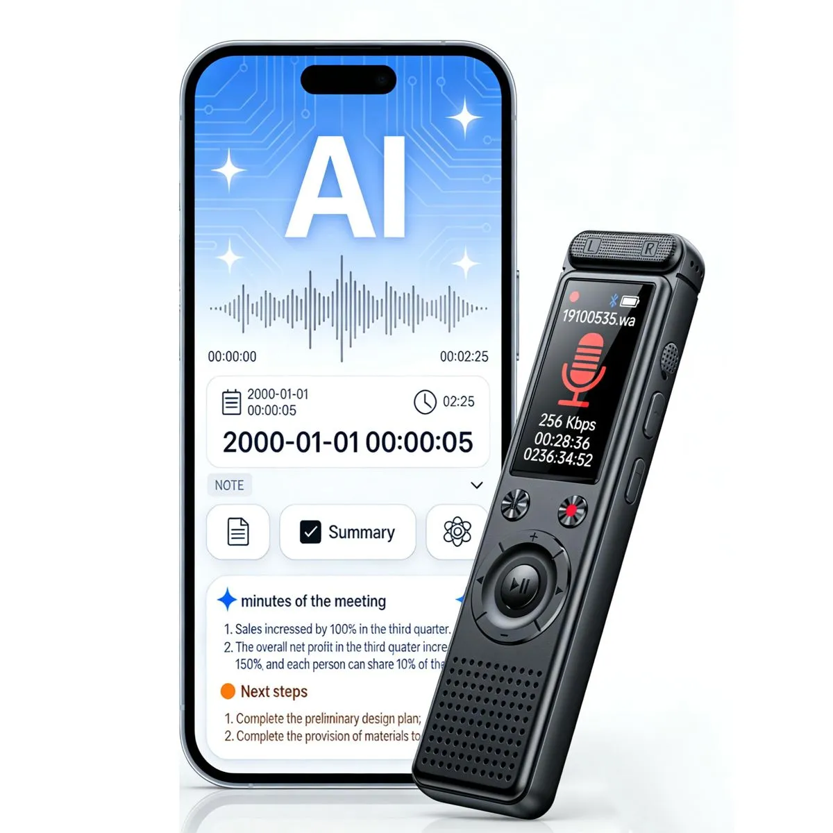 AI Voice Recorder, Transcribe & Summarize with AI, App Control