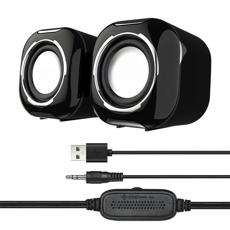 USB 3.5mm Wired for Phone Pad PC Computer Gaming Subwoofer - Black