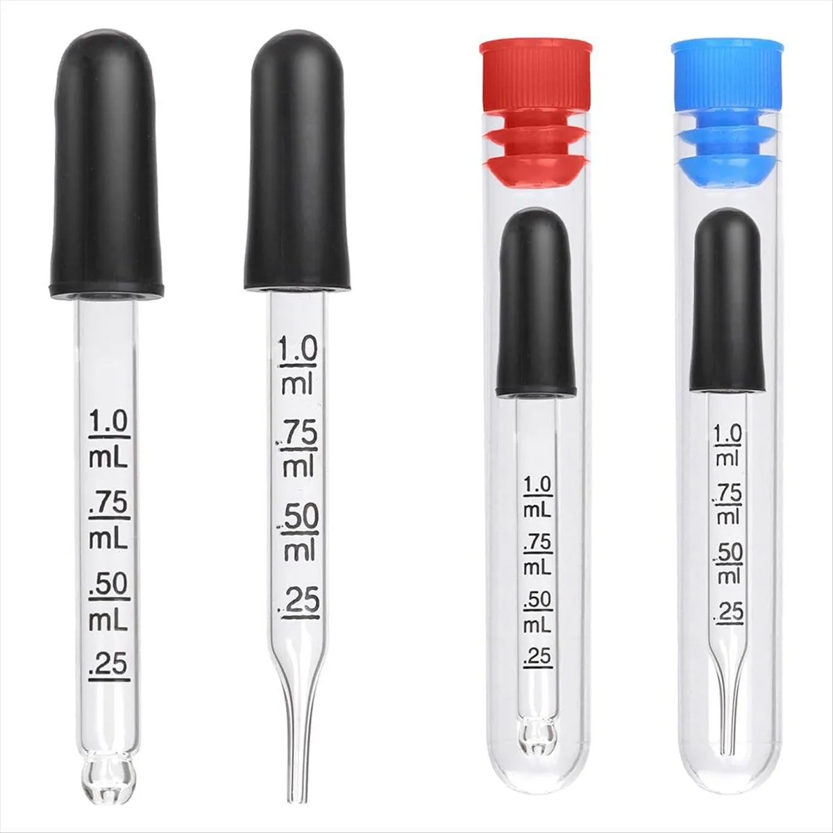 4pcs 1ml Dropper with 4pcs Bottle, Glass Dropper with Measurements Pipettes