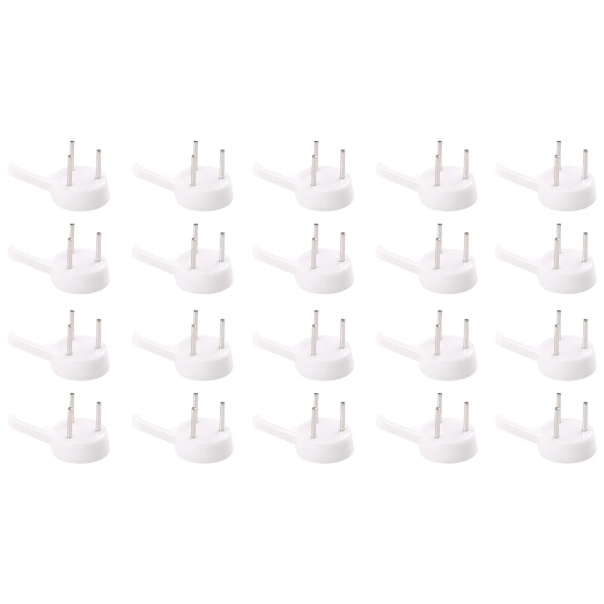 20 PCS Plastic Heavy Wall Picture Frame Hooks Hangers 3-Pin Small White