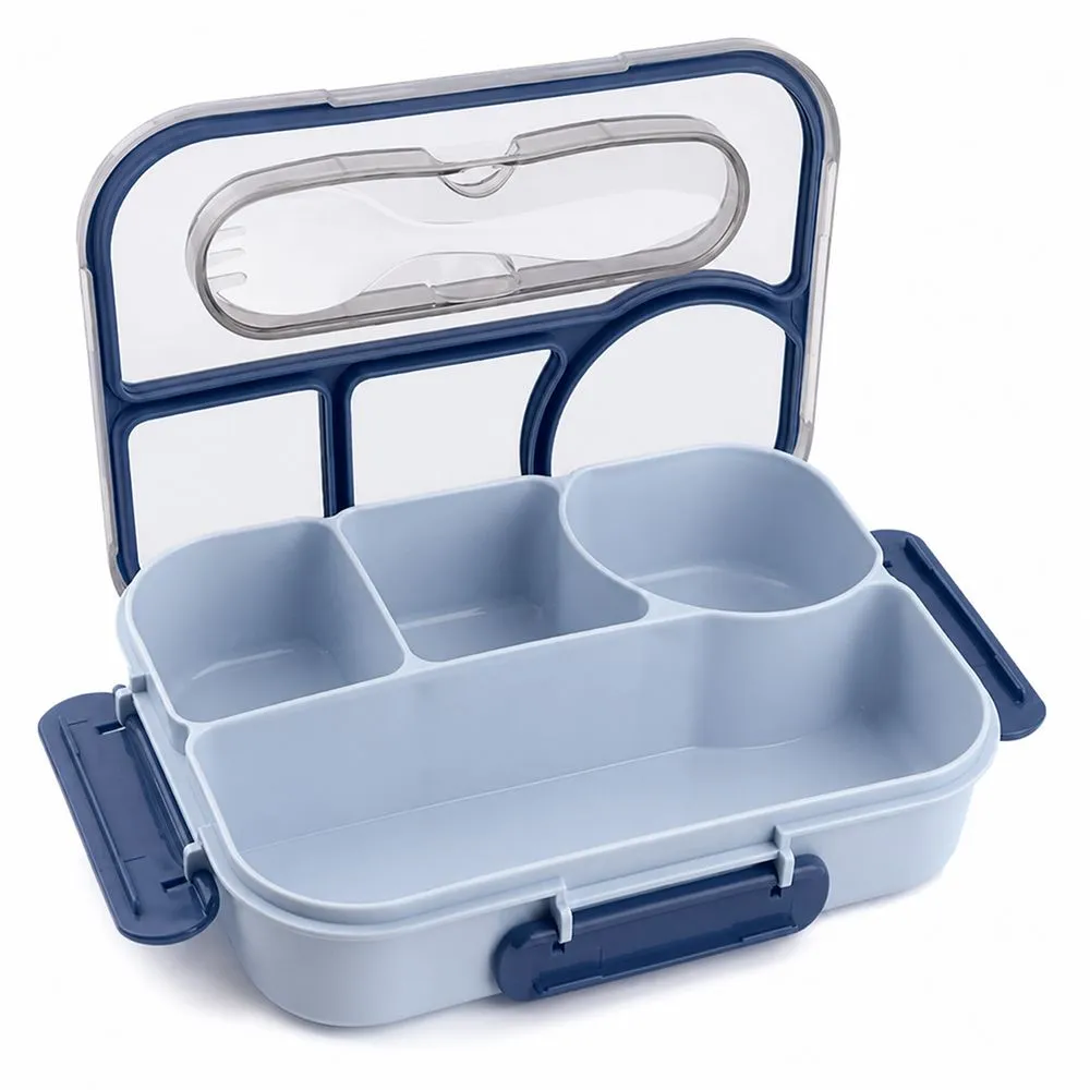 QYNIAL Bento Lunch Box 4 Compartment Leakproof Food Container BPA Free - Blue