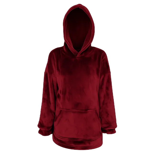 Baby/Toddler-Oversized fleece Hoodie with front pocket - Maroon