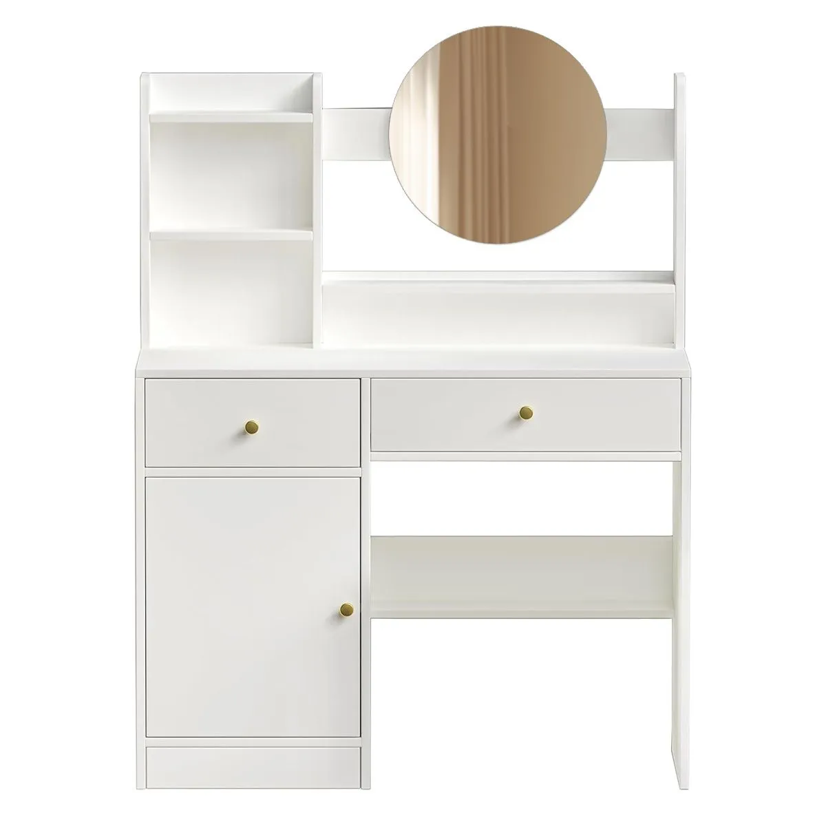 Makeup Vanity Desk with Mirror and Storage Cabinet for Bedroom