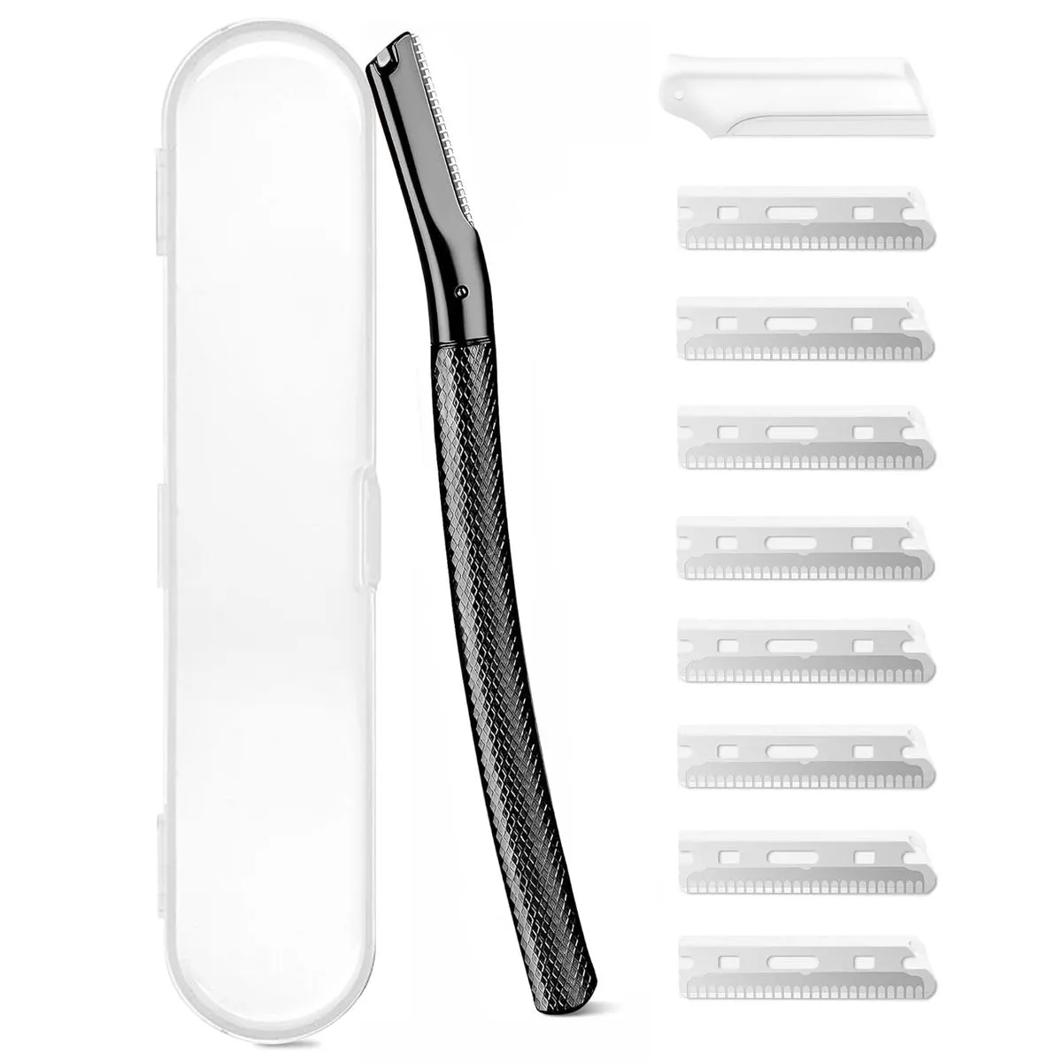 QYNIAL Eyebrow Razor Facial Shaver Set with 8 Replacement Blade for Women - Black