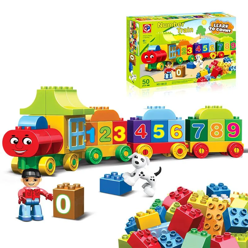 50 Piece Building Blocks City Train DIY Bricks Educational Baby Figures Toys