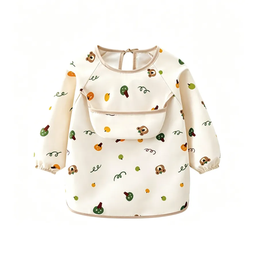 Long-Sleeved Waterproof Wearable Feeding Bib For Babies,Baby Waterproof Bib
