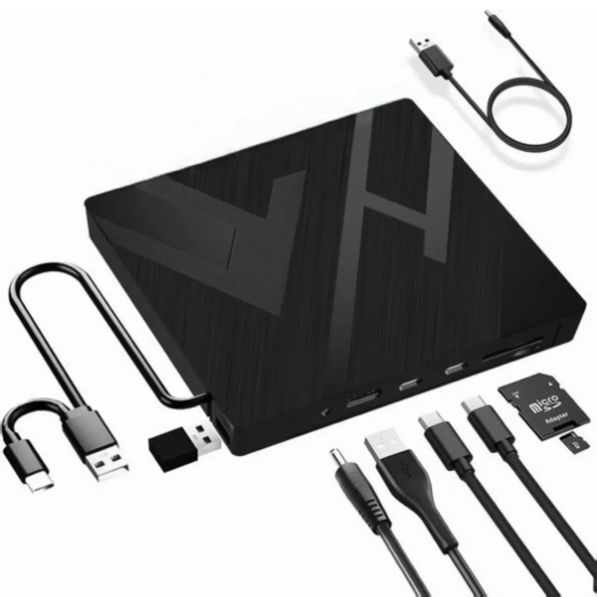 7-in-1 USB 3.0 & Type-C External DVD Drive, CD/DVD Burner with SD/TF Reader