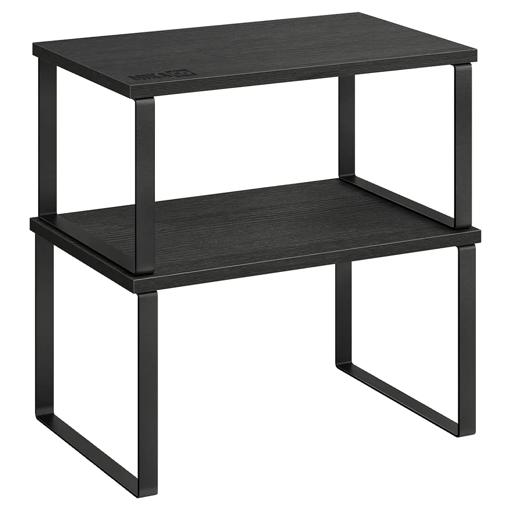 MIkaco Stackable Kitchen Cabinet Organiser Shelf Counter Storage Spice Rack - Black