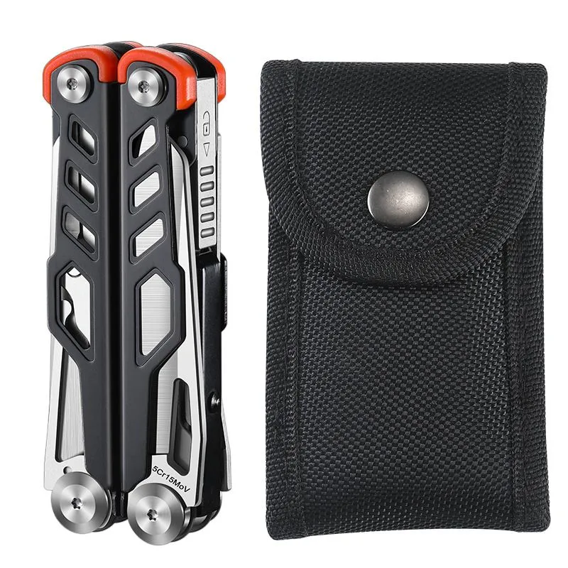 Stainless Steel Multitool Pliers, Portable Outdoor Camping Emergency Tool - Black