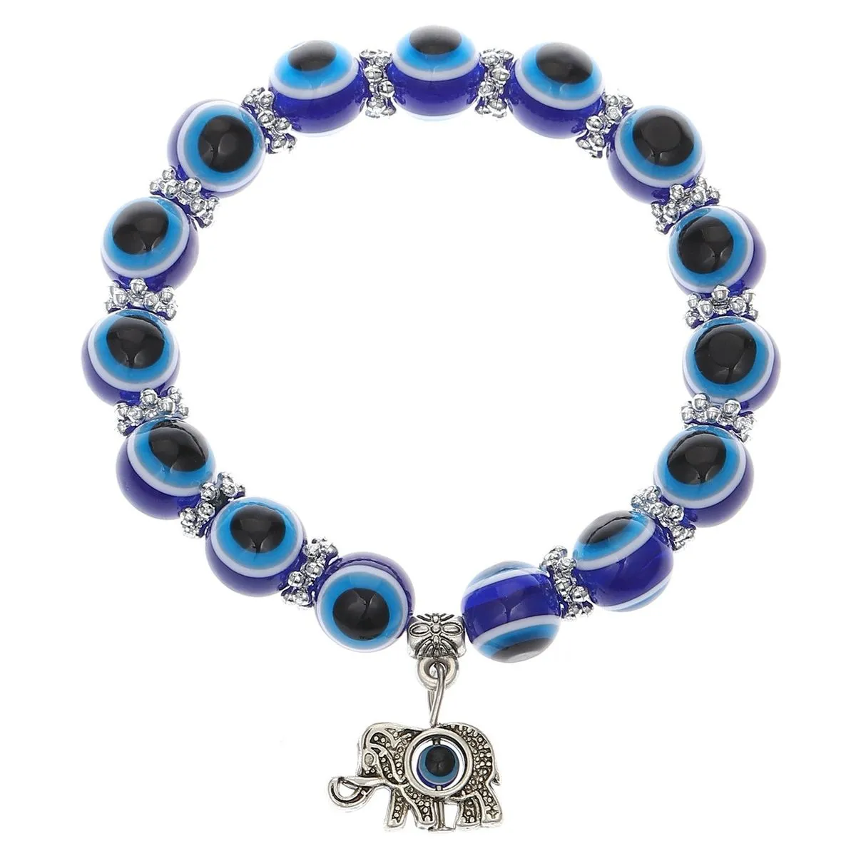 Ladies Evil Eye Bracelet with Elephant Charm - ELEPHANT 