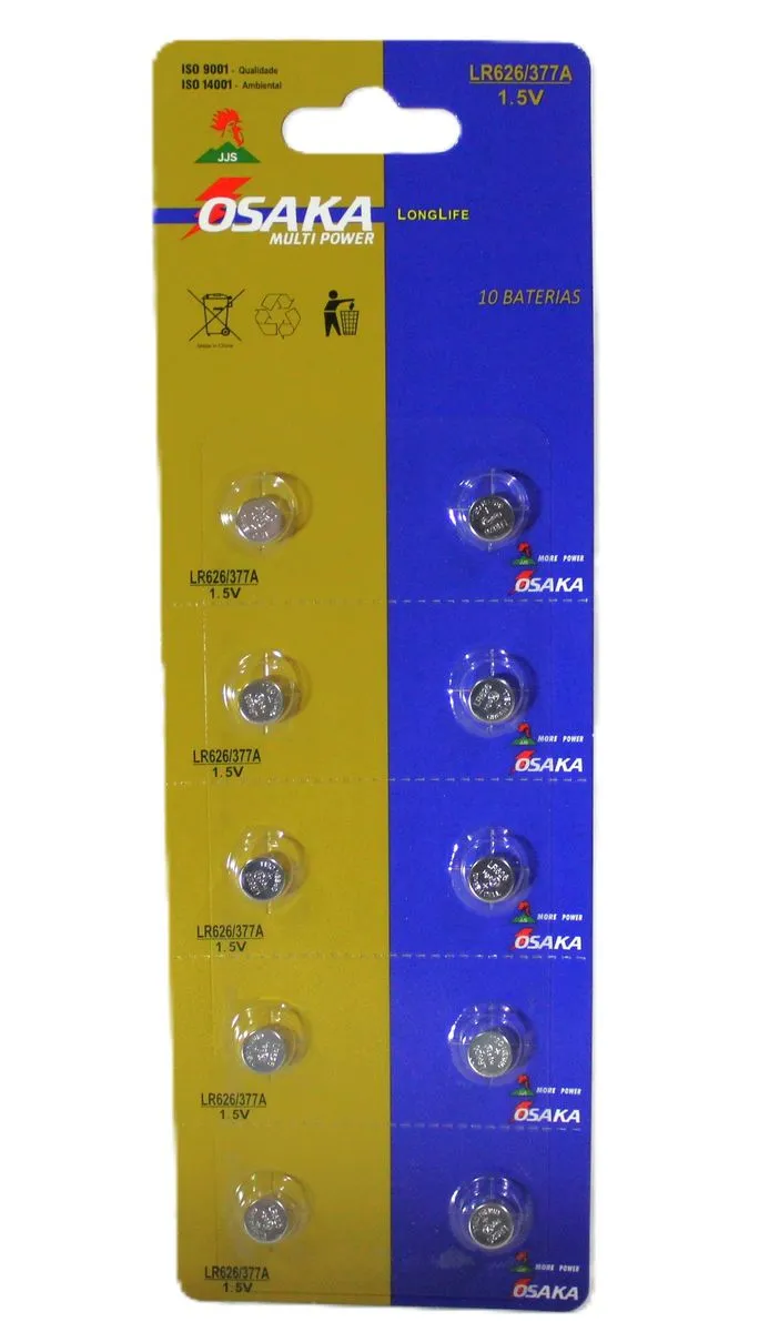 Pack of 10-OSAKA LR626-377A Long Life Lithium Coin Watch Battery