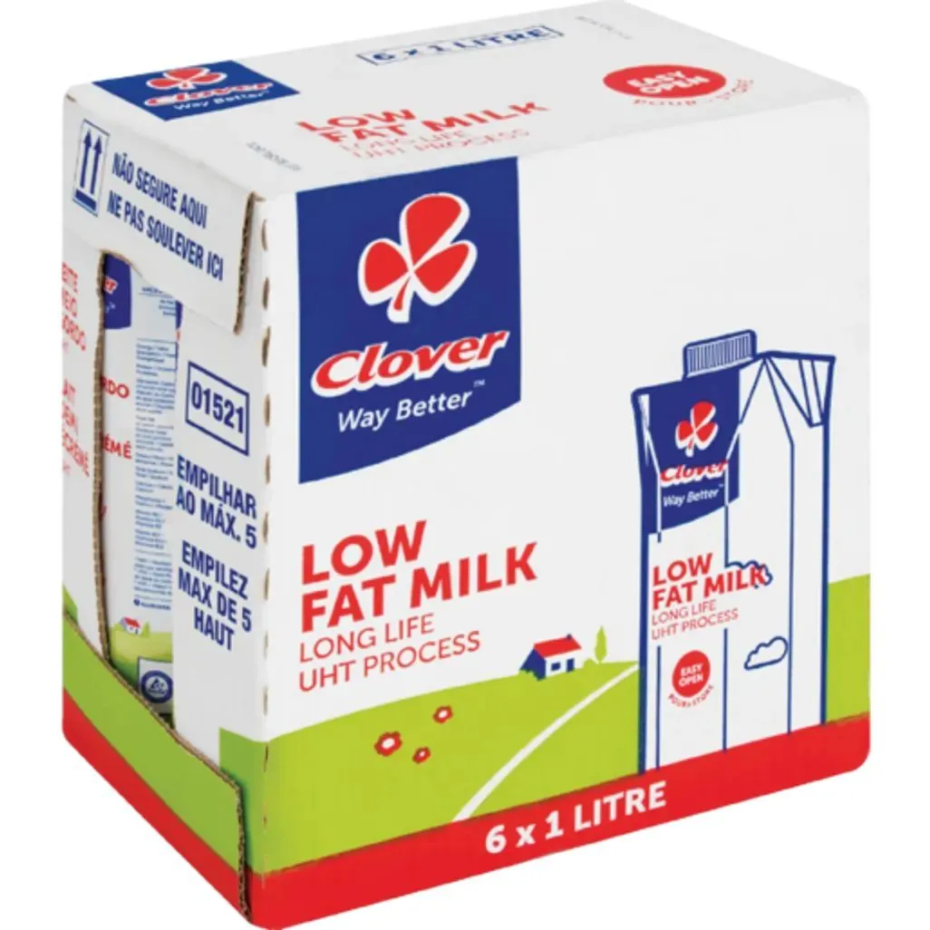 Clover Long Life Milk Low Fat - 6 x 1L