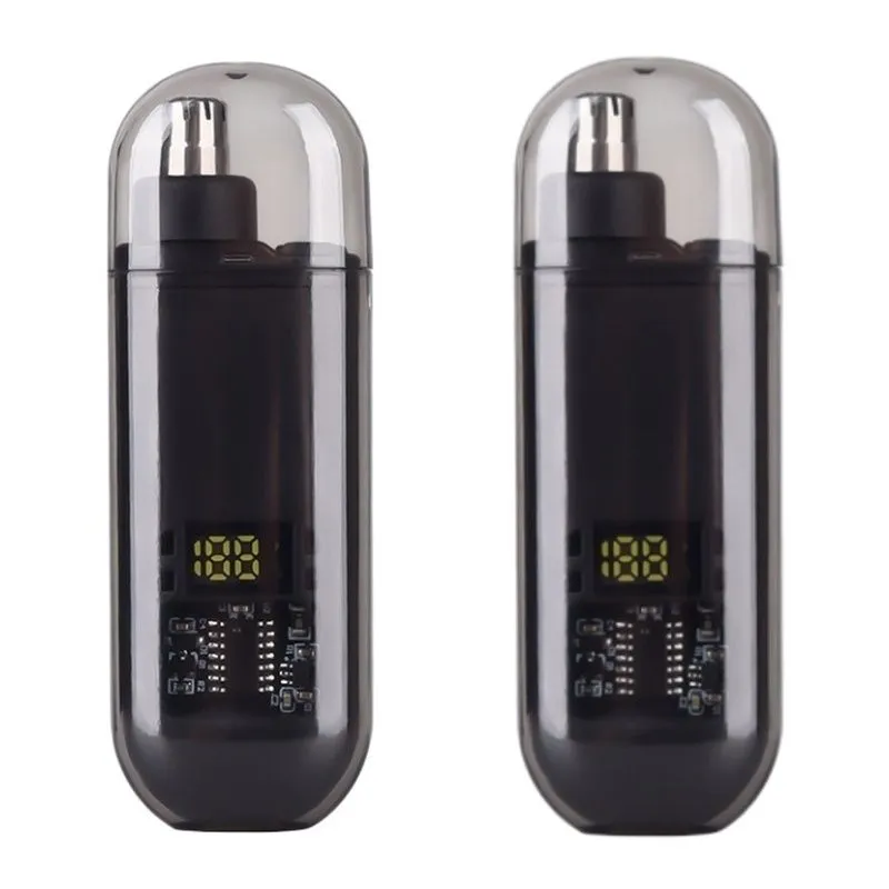2 Pcs Rechargeable Nose and Ear Hair Trimmer for Men - Black