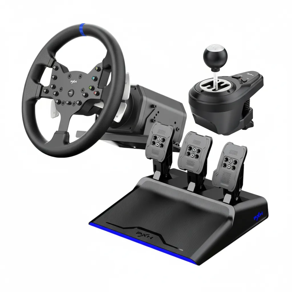 PXN Racing Wheel with Pedals & Shifter - 270 to 900 Degree FFB