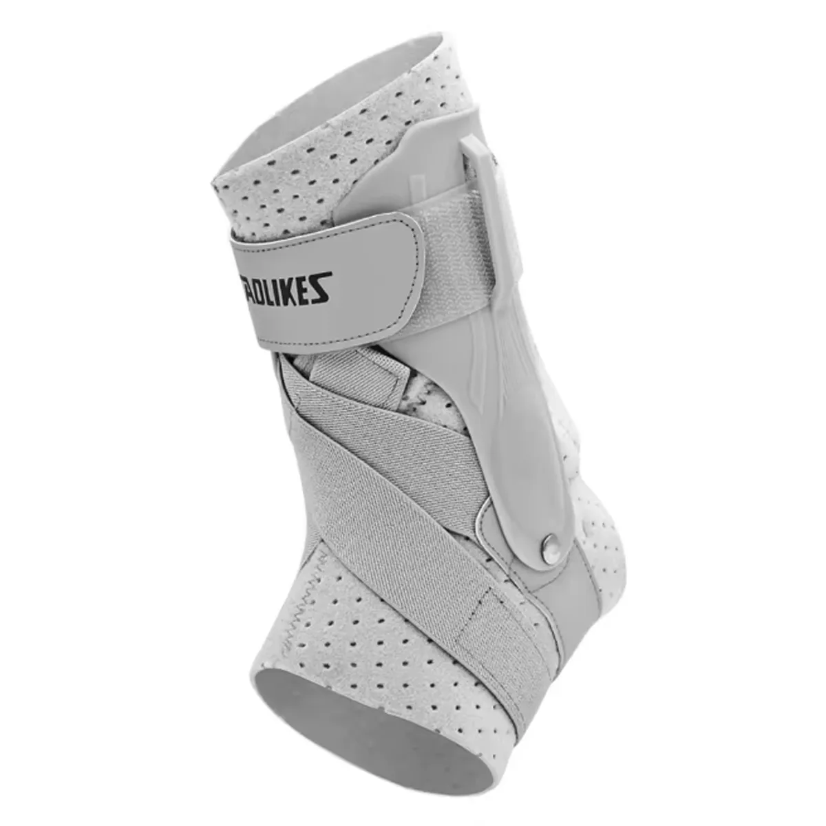 AOLIKES Unisex Ankle Brace Compression Sleeve with Side Stabilizers - Grey